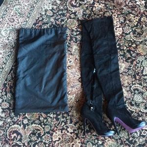 Versace suede thigh high boots